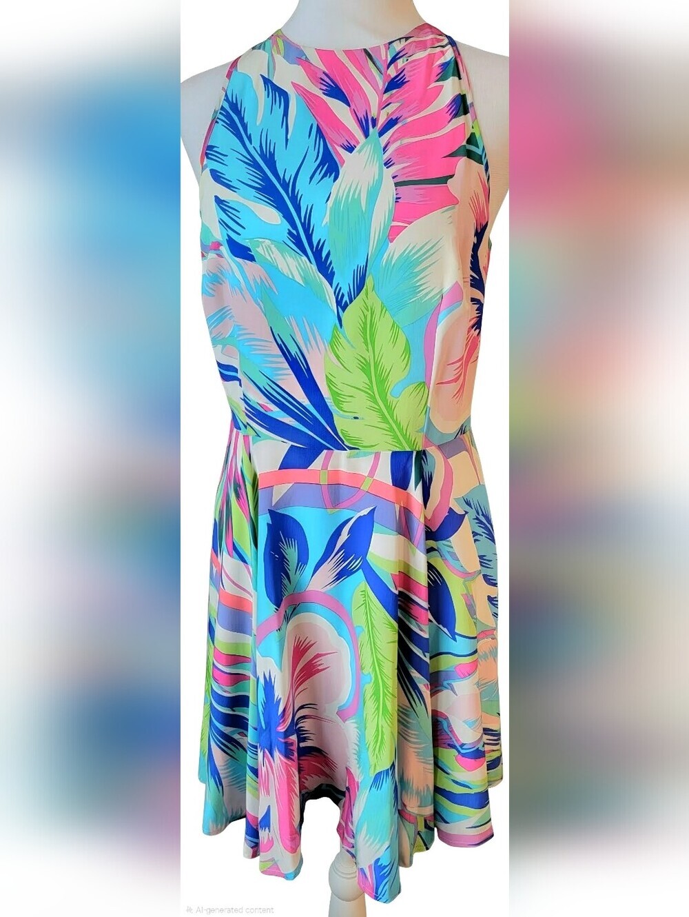 Yumi Kim X Revolove Tropical Print Racerback Mini Dress Women M Pastel Multi Sil